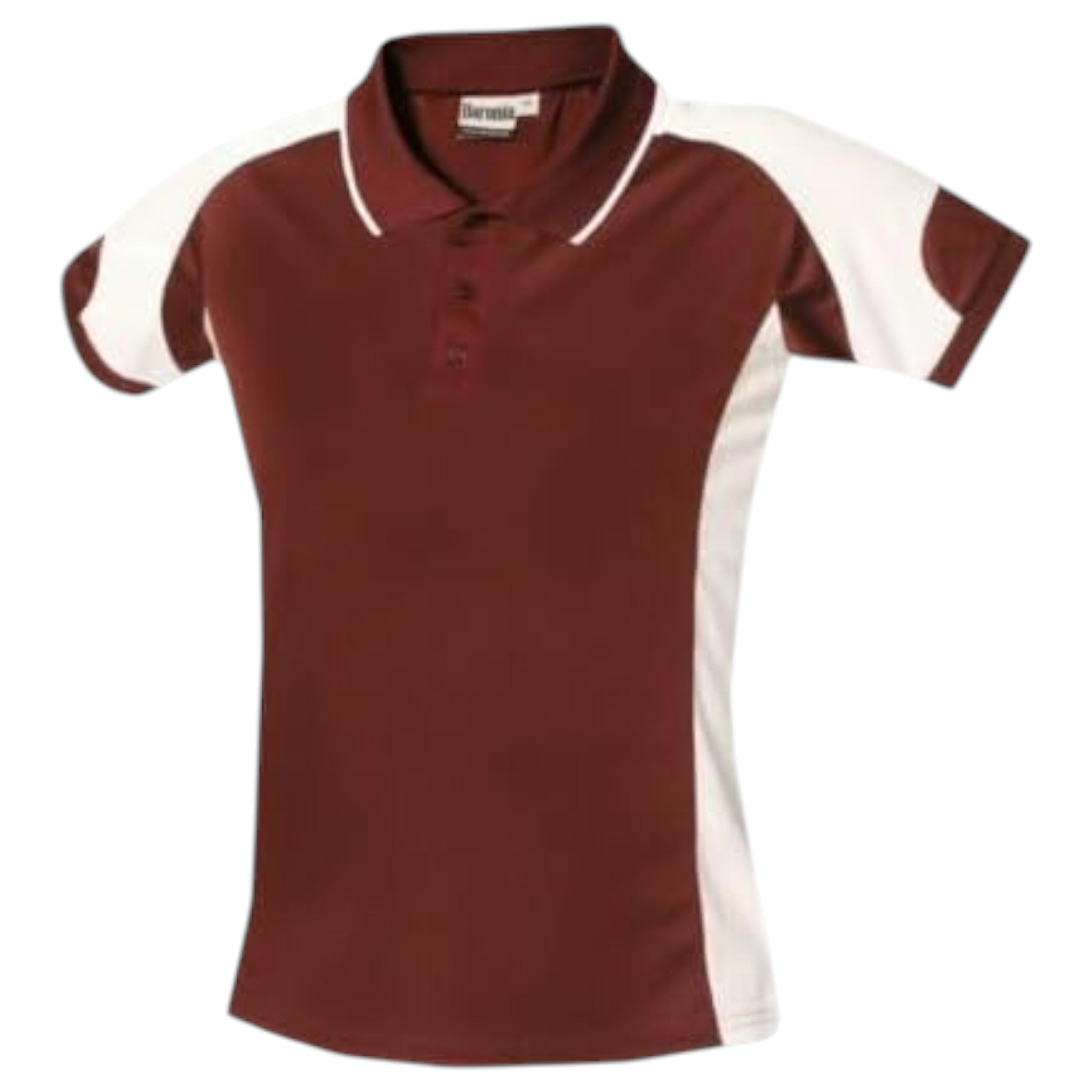 Children's burgundy and white polo sports shirt short sleeve breathable school PE top